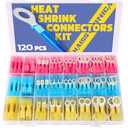 haisstronica 120PCS Heat Shrink Wire Connectors-Marine Grade Heat Shrink Butt Connectors-Electrical Connectors Kit of Tinned Red Copper, AWG 22-10 Crimp Insulated Ring Fork Butt Splice(3Colors/ 24Sizes)