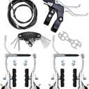 V-Type Bike Brake Set, Complete Universal Bike Front and Rear MTB Brake, Bicycle Brakes, Inner and Outer Cables, Include Brakes Lever Calipers Multi-Tool Wrenches