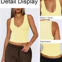 Women's Sexy Deep V Neck Cropped Tank Tops for Women Summer Slim Fitted Workout Going Out Top Basic Sleeveless Shirt (Yellow, M)