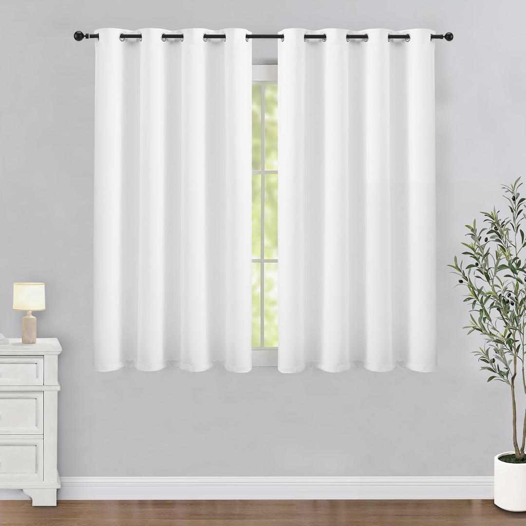 LIMON HOME White Blackout Curtains 72 inches Long for Living Room Bedroom, Soundproof Window Treatment Black Out Drapes for Hall Room, Set of 2 Panels