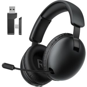 Wireless Gaming Headset with Mic for PC PS4 PS5 Switch 2, 2.4Ghz/Bluetooth Gamer Headphones with Microphone for PlayStation 4 5 (Black)