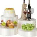 4 Pack Buffet Risers, Dessert Display Stands Foldable Food Stands for Display Party Risers for Buffet Table with Acrylic Plates for Party Table Dessert Catering Supplies Jewelry(White)