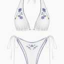 ZAFUL Women's Triangle Bikini Multiway Fishnet Tie Side Halter String Top Small Two-piece , Size M