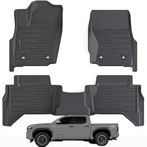 ASINRI Floor Mats for 2024 Toyota Tacoma - Only Double Cab & Automatic Transmission(Non Manual Transmission), TPE All Weather Protection 2 Rows Car Floor Liners Accessories