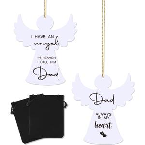Unittype 2 Pcs Dad in Heaven Ornaments for Christmas Tree Angel Shape Memorial Xmas Tree Hanging Bereavement Christmas Decorations Loss of Daddy Sympathy Gift