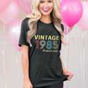 FYAPHION Vintage 1986 T Shirts for Women 40th Birthday Gifts Born in 1986 Tshirt Retro Casual Short Sleeve Tee Tops (S)