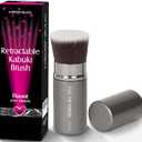 Flat Top Retractable Makeup Brush by Keshima - Premium Retractable Kabuki Brush, for Foundation Liquid Makeup, Powder, Cream and Blush (Metallic)