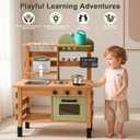 OLLIKIVI Outdoor Play Kitchen for Kids | Wooden Mud Kitchen Set with Removable Sink, Planting Area, Oven, Stove, Dual-Sided Chalkboard & Storage | Backyard Pretend Toy | Ages 3+, 35.62 x 13.18 x 31.29 inches