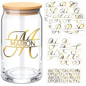 10 Sheets Personalized Split Letter Stickers for Water Bottles Waterproof Vinyl Name Decals for 30 40 oz Tumbler UV DTF Cup Wraps Custom Stickers for DIY Bag Suitcase Helmet Laptop(Stamping Gold)