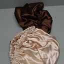 Satin Bonnet for Women,Double Layer Adjustable Sleep Cap, Soft and Silk Hair Bonnet for Curly Hair Protection, 2 Pack (Brown-Champagne) (One Size)