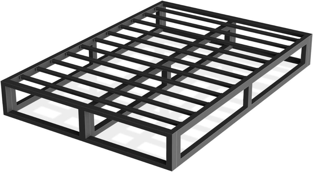 6 Inch California King Bed Frame with Steel Slat Support, Low Profile King Metal Platform Bed Frame Support Mattress Foundation, No Box Spring Needed/Easy Assembly/Noise Free