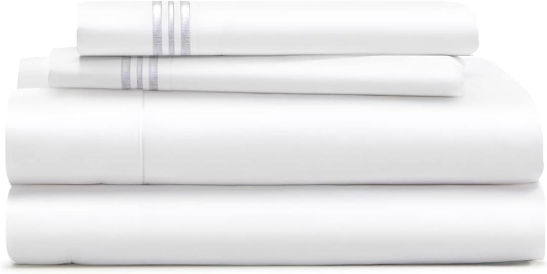Cosy House Collection Everyday 1500 Series Bed Sheet Set - Ultra Soft & Cool Hotel Luxury Bedding - Deep Pocket - Wrinkle, Stain and Fade Resistant - 4 Piece Set (Queen, Bright White)