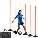 6 Pcs 5FT Adjustable Agility Training Poles for Soccer,Basketball, Football, Horse,Dog-Speed and Agility Training Equipment Sports Training Poles with Rubber Bases and BagOrange