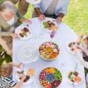 Divided Rotating Serving Tray with Lid and Handle, Portable Snackle Box for Fruits Snacks Veggie Charcuterie, Clear Lazy Susan Organizer and Fridge Storage Container for Adults Child (1PCS,12" L (Pink)