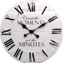 24 Inch Inspirational Farmhouse Wall Clock, Silent Non-Ticking, White Distressed Shiplap Wood, Battery Operated Rustic Quartz Clock for Living Room, Kitchen, Bedroom, Home Office Decor