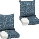 Arden Outdoor Deep Seat Cushion Set, Foam, 2-Pack, 24x24, Blue Paisley | earthFIBER, Sofa, Couch, Conversation Set, Premium High-Density Foam, Never Flattens, Mold and Mildew Resistant