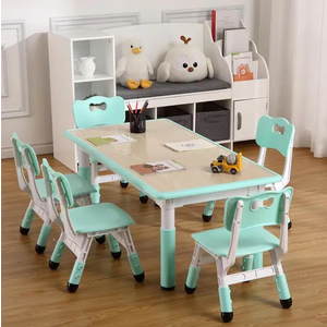 6 Chairs Set: Toddler Activity for 1-8 Year Olds with Craft Desk, Durable Kids Desk and Chair Set for Bedrooms, Playroom, and School, G-Multi, 48" Table x 6 Chair Set