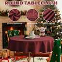 Decorelia Christmas Red Waterproof Round Table Cloth for Round,Decorative Farmhouse Tablecloths Table Cover for Holiday,Banquet,Dining& Kitchen (60 Inch,Round (2-4 Seats,Burgundy)