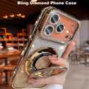 Magnetic Kickstand Case for iPhone 17 Pro Max with Glitter Lens Protector, Compatible with Magsafe, Luxury Bling Diamond Cover Glitter Rhinestone Phone Case Women (Gold, for iPhone 17 Pro Max 6.9")