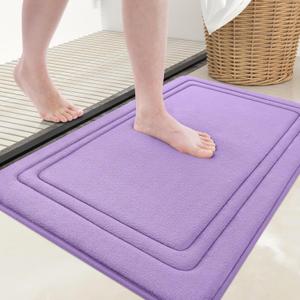 Grandaily Memory Foam Bath Mat Rug 30x20, Ultra Soft, Non-Slip and Absorbent Bathroom Rugs, Machine Wash Dry, Comfortable Bath Carpet for Bathroom Floor, Tub and Shower, Lavender