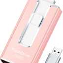 MFi Certified 256GB Flash Drive for iPhone, 3 in 1 Type-C USB Memory Stick Thumb Drive for Photos Videos (Pink)