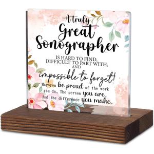Sonographer Appreciation Gift, Acrylic Desk Sign with Rustic Wood Base, Thoughtful Gift for Ultrasound Techs Retirement Birthday Recognition Farewell Promotion Congratulation Decor KAC232
