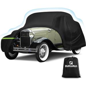 QUNSUNUS Waterproof Car Cover for Ford Model A Coupe/Roadster 1928-1931, All Weather Outdoor Car Covers with Zipper and Elastic Edges for Wind, Sun, UV and Dust Protection