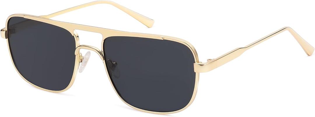 SOJOS Retro Square Aviator Polarized Sunglasses Women Men Vintage Shades Womens Mens Sun Glasses SJ1234, Gold Frame/Grey Lens