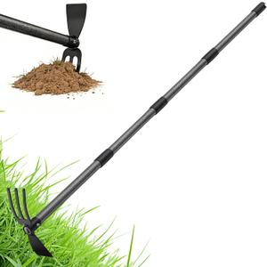 Hoe Garden Tool, 30-75 Inch Adjustable Garden Hoe Long Handle for Weeding, 2 in 1 Heavy Duty Hoe Cultivator Hand Garden Tools for Gardening Planting