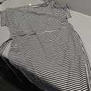 Ekouaer Womens Nightgown Long Loungewear V Neck Nightshirt Sleepwear Full Length Sleepshirt with Pockets (X-Large, Grey White Striped)