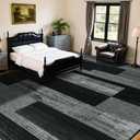 LIANLAM 9x12 Washable Area Rugs for Living Room & Bedroom(9x12,Black&Gray) | Non-Slip Large Carpet,Vintage Checkered Pattern, Stain Resistant Faux Wool Low Pile Soft Rug for Dining Room,Office,Nursery