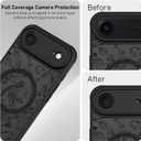 AIGOMARA Magnetic for iPhone Air Case, Compatible with Magsafe Cute Sage Flower Floral Pattern Screen Protector Camera Protection Matte Translucent Phone Case for Women Girls, Green