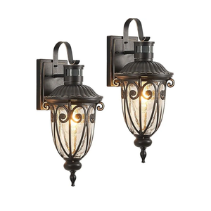 Refice Motion Sensor Outdoor Lights, Upgraded Dusk-to-Dawn Wall Mount Fixtures, Motion Sensor Wall Lights for House Porch Garage, Black Exterior Wall Lantern Sconces with Clear Glass（2-Light）