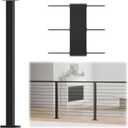Muzata Black Cable Railing Post 36 Inch 36"x2"x2" Level Drilled Surface Mount T304 Stainless Steel Cable Railing System Kit Indoor Outdoor with Paper User Guide PS02 BH4S