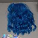 Teal Blue Wig with Bangs for Women 14 Inch Shoulder Length Blue Wigs Short Bob Wavy Curly Wig Heat Resistant Synthetic Colorful Wig