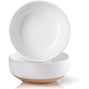 AmorArc Stoneware Cereal Bowls for Kitchen, 22 ounce Ceramic Soup Bowls Set of 2 for Oatmeal Snacks Soup Cereal, Scratch-Resistant Kitchen Bowls, White