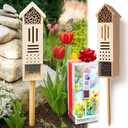 Wooden Insect House, Insect Hotel for Bugs, Bees, Butterflys, Ladybirds, Natural Beneficial Insect Habitat for Garden and Yard