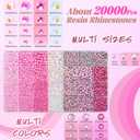 20000Pcs Pink Rhinestones for Bedazzling with B7000 Jewelry Glue, Resin Rhinestones for Crafting Crafts DIY, Bedazzler Kit Gems for Clothing Shoes Tumblers Fabric Nail Art Assorted Size 3/4/5/6mm (X Large Pack + 3Pcs Glue)