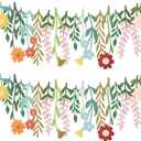 Yeaqee 2 Pcs Flower Banner Garland Double-Sided Colorful Waterproof Flower Birthday Party Decoration Paper Backdrop for Birthday Wedding Baby Shower(Colorful)