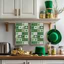 Artoid Mode Green Checkered Clover Shamrock St.Patrick's Day Kitchen Dish Towels, 18x26 Inch Farmhouse Holiday Spring Decoration Cleaning Set of 2