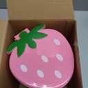 Tessco 2 Pieces Strawberry Desk Trash Can Cute Mini Countertop Trash Can with Lid Kawaii Small Garbage Can Plastic Waste Bin with Sticker for Car Office Home Bedroom Bathroom Kitchen Decor(Pink)