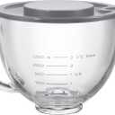 Stand Mixers Bowl for Kitchenaid 4.5 Quart and 5 Quart, Glass Mixing Bowl with Lid and Measurement Markings
