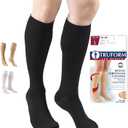 Truform 30-40 mmHg Compression Stockings for Men and Women, Knee High Length, Closed Toe, Black, 2X-Large