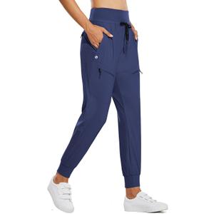 baleaf Women's Joggers Lightweight Hiking Pants High Waist 5 Zipper Pockets Quick Dry Travel Athletic UPF50+ (Large)