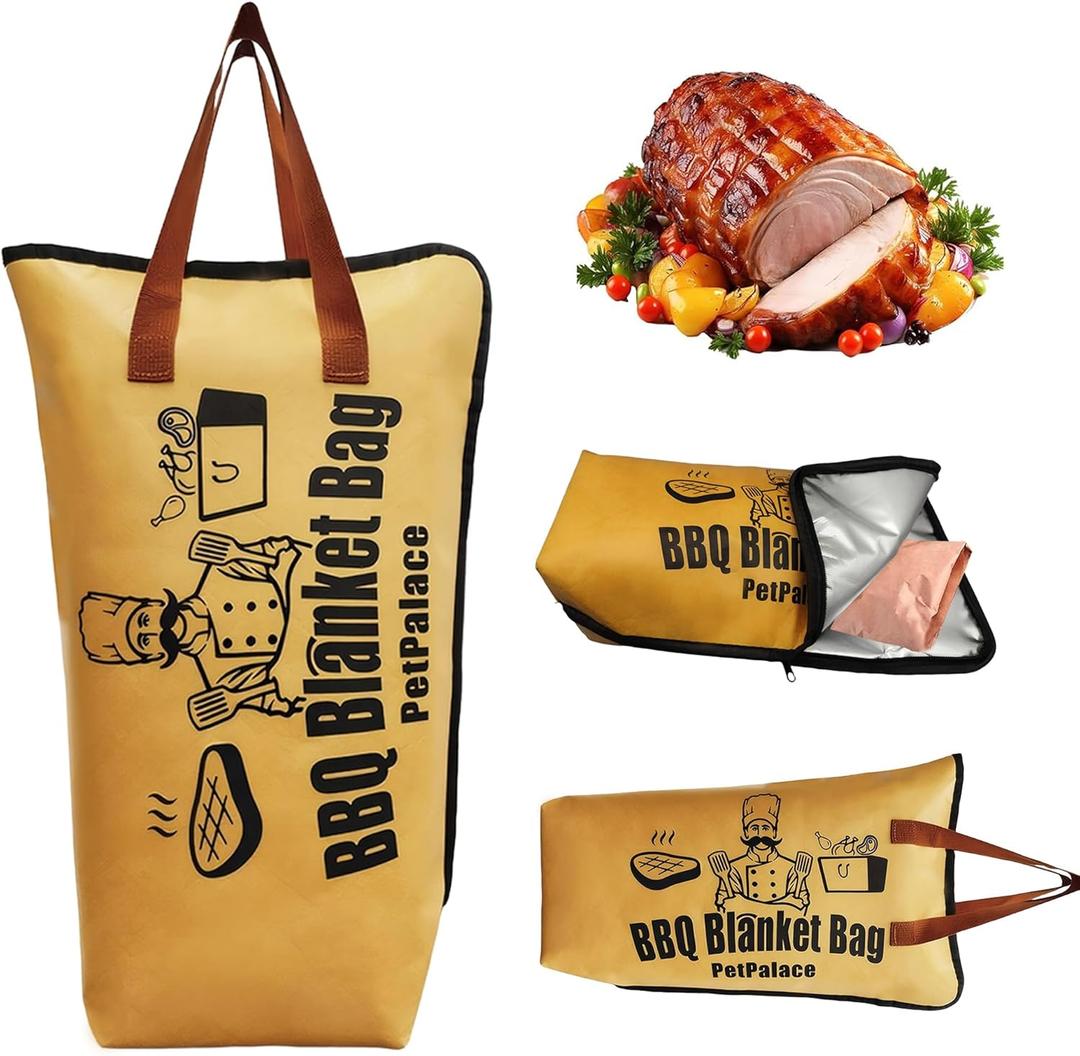 BBQ Blanket for Resting Meat, 18in Insulated Meat Resting Bag, Heavy Duty & Wide Mouth, Reusable Grilling Accessories for Large Brisket/Beef/Steaks/Chicken/Turkey
