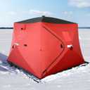 300D/600D Insulated Ice Fishing Shelter 2-3 Person, Wide Bottom Windproof Pop-up Ice Fishing Tent, Thermal Portable Ice Shanty Ice Shack