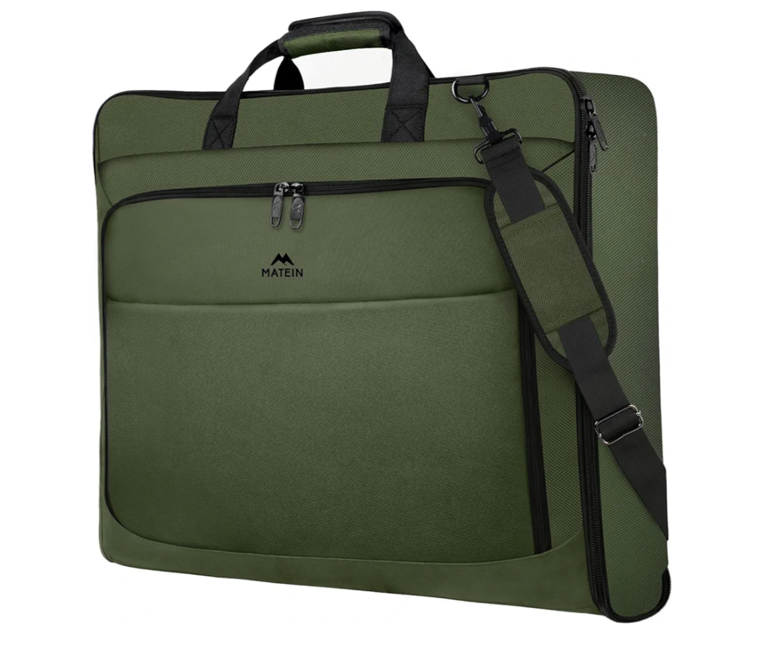 MATEIN Travel Garment Bag, Large Convertible Carry On Suit Bag with Adjustable Shoulder Strap, Waterproof 2 in 1 Hanging Luggage for Men Women, Foldable suitcase for Business Trips, Green