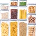 12 Pcs Pop Airtight Food Storage Containers with Lids for Kitchen Pantry Organization Stackable Cereal Snacks Flour Sugar Coffee Spaghetti (1.2, 2.0, 2.7, 3.3qt)*3