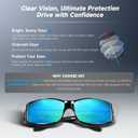 Night Driving Glasses Night Vision Glasses Fit Over Glasses Polarized Anti-Glare UV400 Gift for Men Women (Blue Mirrored Lens / Glossy Black Frame)