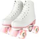 Women's and Girl's Classic Roller Skates,PU Leather Fantastic Flash Wheel Kid Roller Skates Girls Ages 6-12 Beginner for Indoor Outdoor (33-Youth 2)